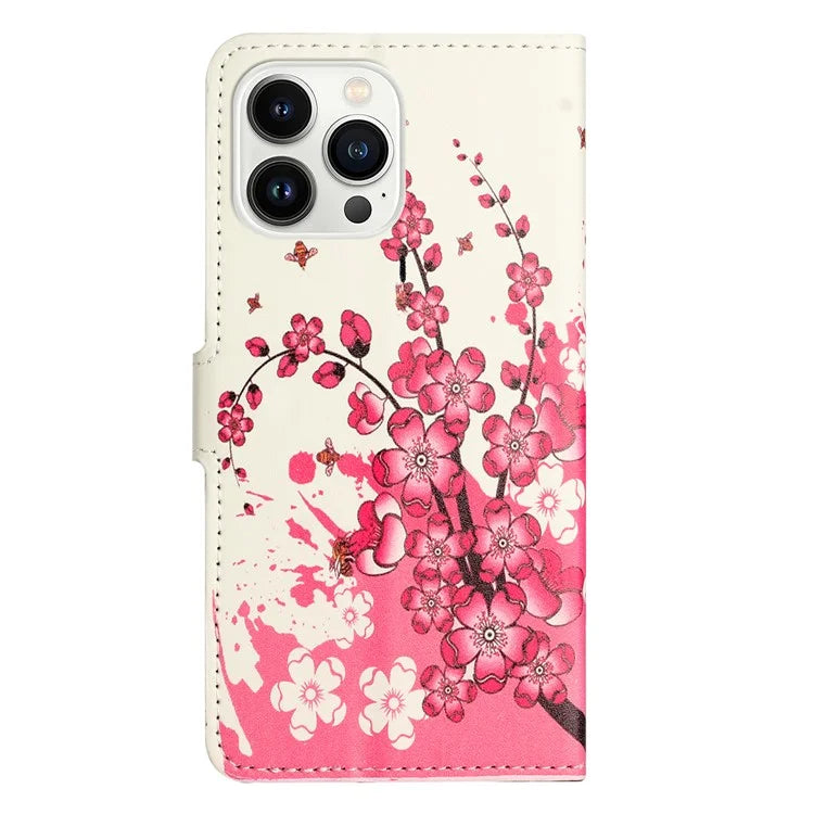 For iPhone 16 Pro Max Case PU Leather Wallet Phone Cover Pattern Print