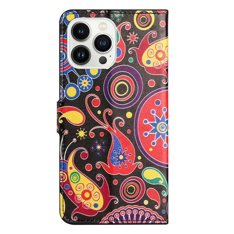 For iPhone 16 Pro Max Case PU Leather Wallet Phone Cover Pattern Print