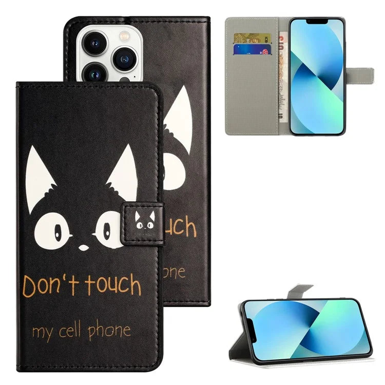 For iPhone 16 Pro Max Case PU Leather Wallet Phone Cover Pattern Print