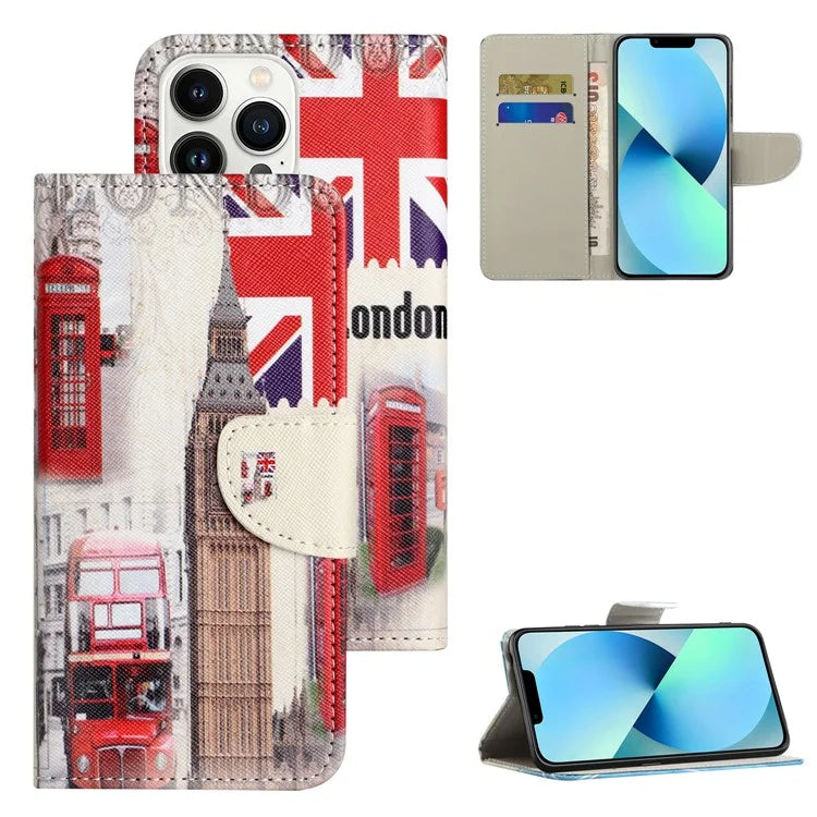 For iPhone 16 Pro Max Case Cross Texture Phone Leather Cover Pattern Printing