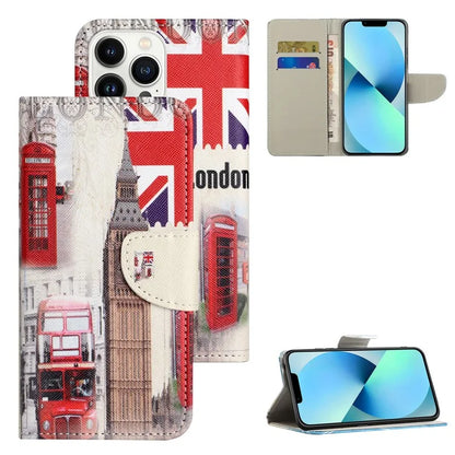 For iPhone 16 Pro Max Case Cross Texture Phone Leather Cover Pattern Printing