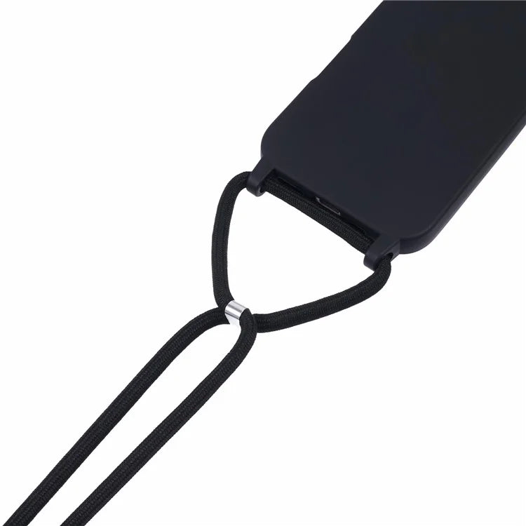 For iPhone 16 Plus Case TPU Protective Crossbody Lanyard Phone Cover - Black