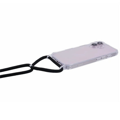 For iPhone 16 Plus Case TPU+PC Crossbody Lanyard Phone Cover Transparent Back