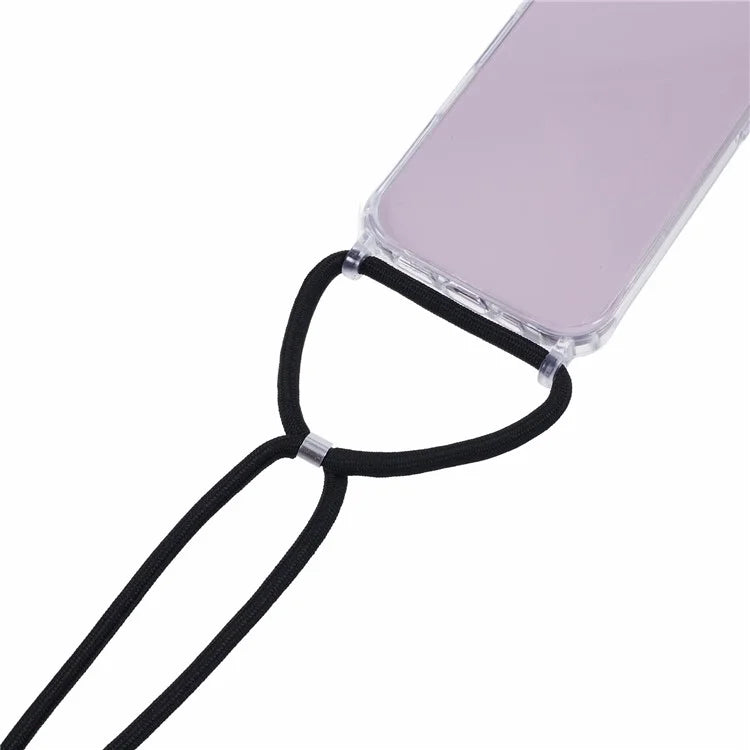 For iPhone 16 Plus Case TPU+PC Crossbody Lanyard Phone Cover Transparent Back