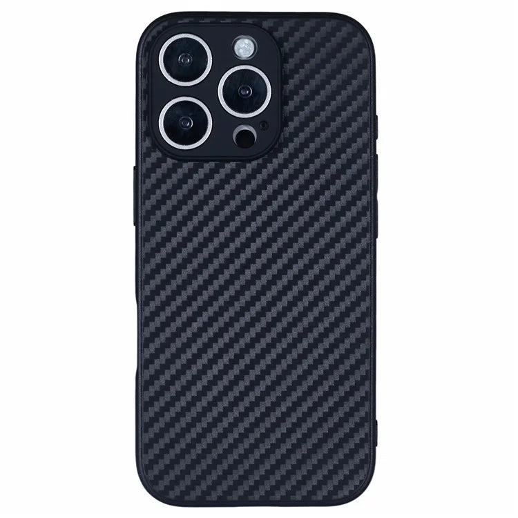For iPhone 16 Pro Max Case Soft Flexible TPU Slim Phone Cover Carbon Fiber Texture