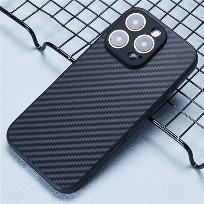For iPhone 16 Pro Max Case Soft Flexible TPU Slim Phone Cover Carbon Fiber Texture