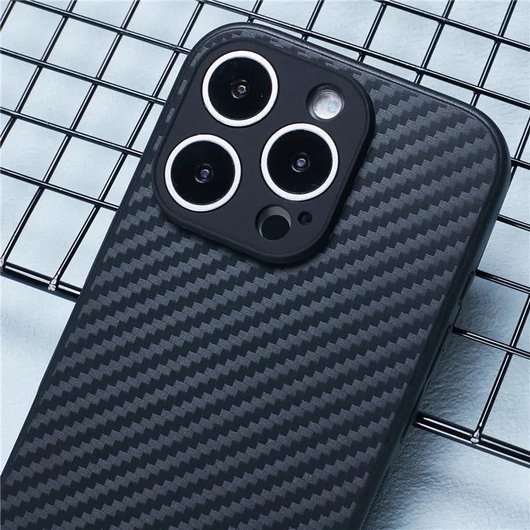 For iPhone 16 Pro Max Case Soft Flexible TPU Slim Phone Cover Carbon Fiber Texture