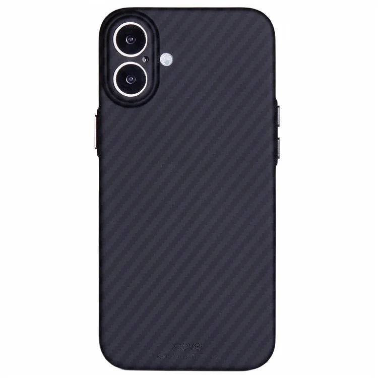 X-LEVEL For iPhone 16 Plus Case Carbon Fiber Texture Hard PC Phone Cover Anti-Shock