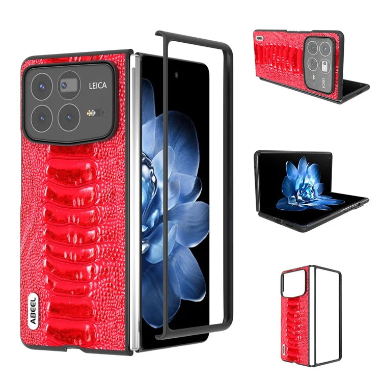 ABEEL For Xiaomi Mix Fold 4 5G Case Genuine Cow Leather+PC Crocodile Texture Phone Cover