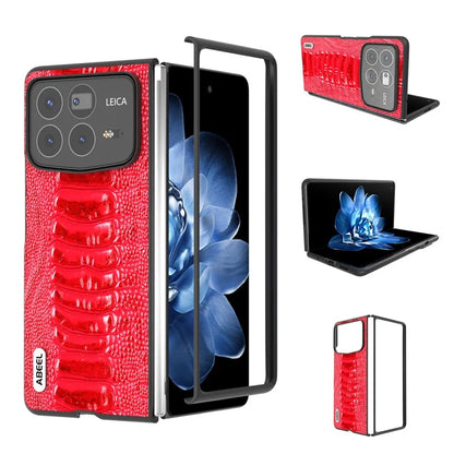 ABEEL For Xiaomi Mix Fold 4 5G Case Genuine Cow Leather+PC Crocodile Texture Phone Cover