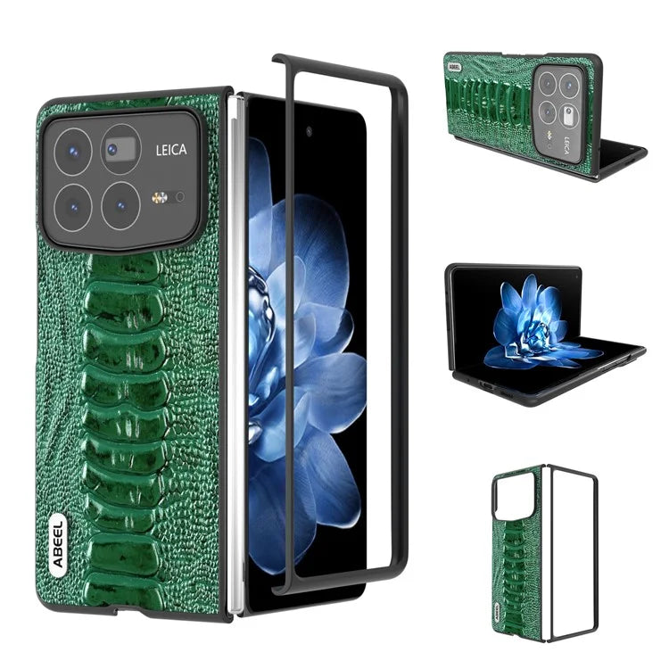 ABEEL For Xiaomi Mix Fold 4 5G Case Genuine Cow Leather+PC Crocodile Texture Phone Cover
