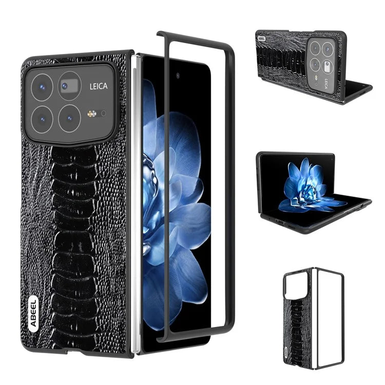 ABEEL For Xiaomi Mix Fold 4 5G Case Genuine Cow Leather+PC Crocodile Texture Phone Cover
