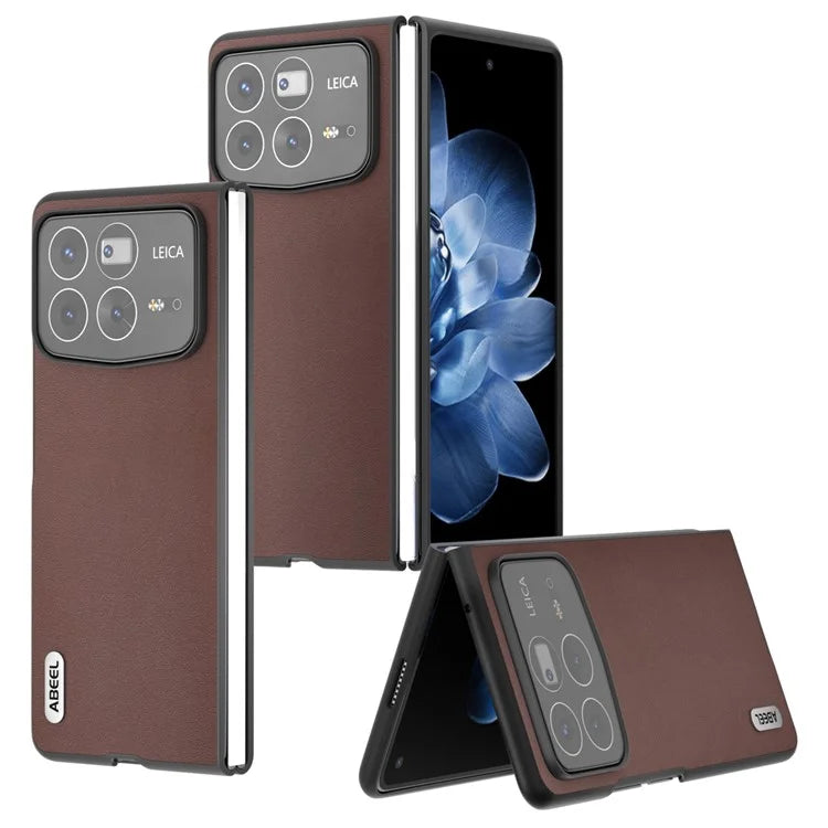 ABEEL For Xiaomi Mix Fold 4 5G Case Genuine Cow Leather+PC Anti-Drop Phone Cover