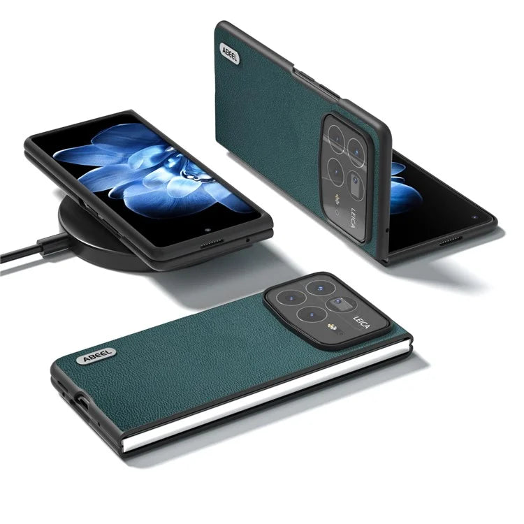 ABEEL For Xiaomi Mix Fold 4 5G Case Genuine Cow Leather+PC Protective Phone Cover
