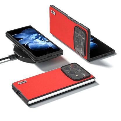 ABEEL For Xiaomi Mix Fold 4 5G Case Genuine Cow Leather+PC Protective Phone Cover