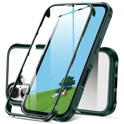 For iPhone 16 Plus Case Double-Sided Tempered Glass+Silicone+TPU Phone Cover