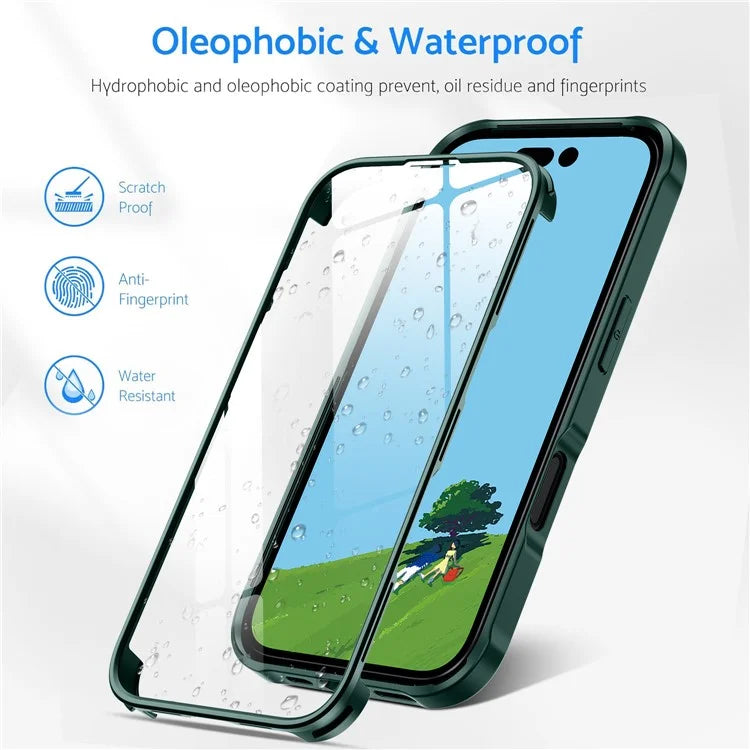 For iPhone 16 Plus Case Double-Sided Tempered Glass+Silicone+TPU Phone Cover