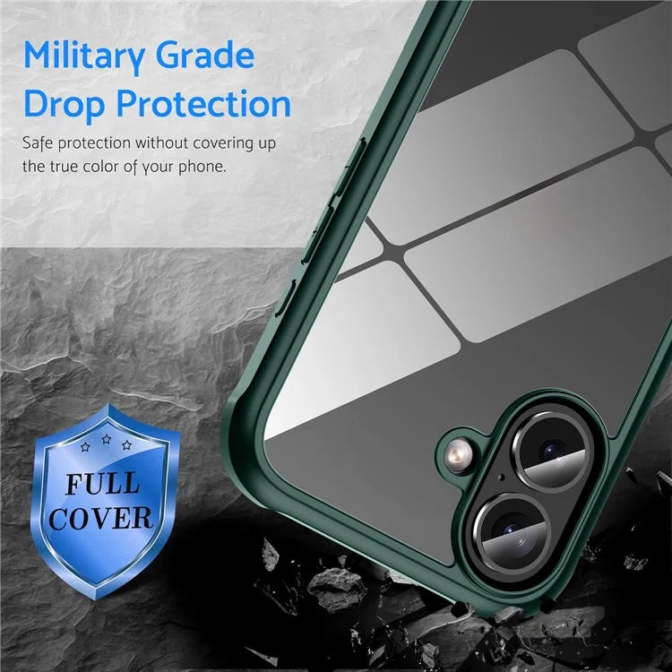 For iPhone 16 Plus Case Double-Sided Tempered Glass+Silicone+TPU Phone Cover