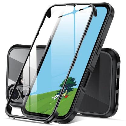 For iPhone 16 Plus Case Double-Sided Tempered Glass+Silicone+TPU Phone Cover
