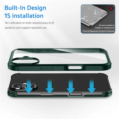 For iPhone 16 Plus Case Double-Sided Tempered Glass+Silicone+TPU Phone Cover