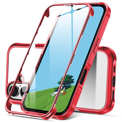 For iPhone 16 Plus Case Double-Sided Tempered Glass+Silicone+TPU Phone Cover