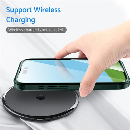 For iPhone 16 Plus Case Double-Sided Tempered Glass+Silicone+TPU Phone Cover