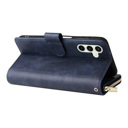 For Samsung Galaxy S24 FE Case Zipper Pocket PU Leather Phone Cover with Hand Strap