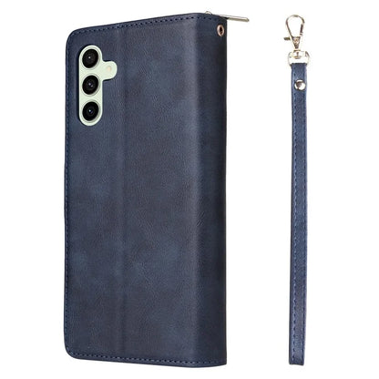 For Samsung Galaxy S24 FE Case Zipper Pocket PU Leather Phone Cover with Hand Strap