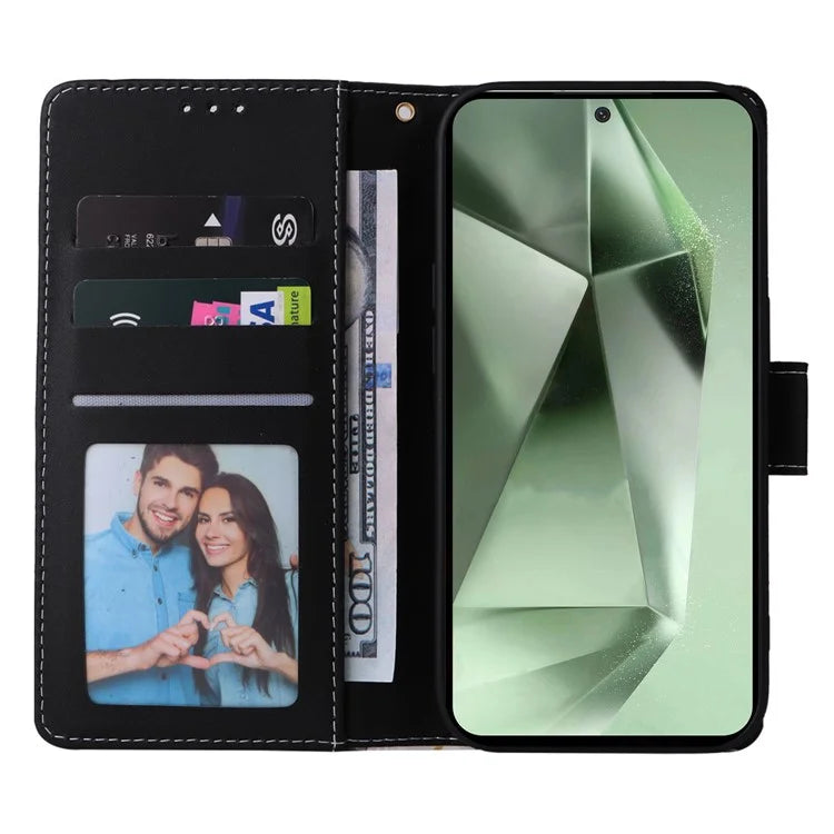For Samsung Galaxy S24 FE Case Lacquered Marble Pattern Leather Phone Cover