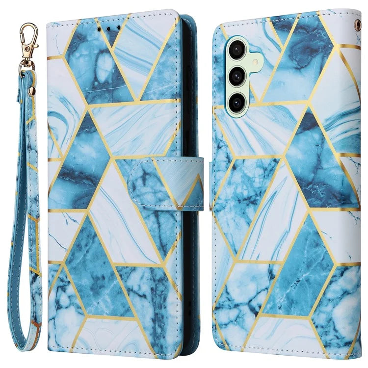 For Samsung Galaxy S24 FE Case Lacquered Marble Pattern Leather Phone Cover