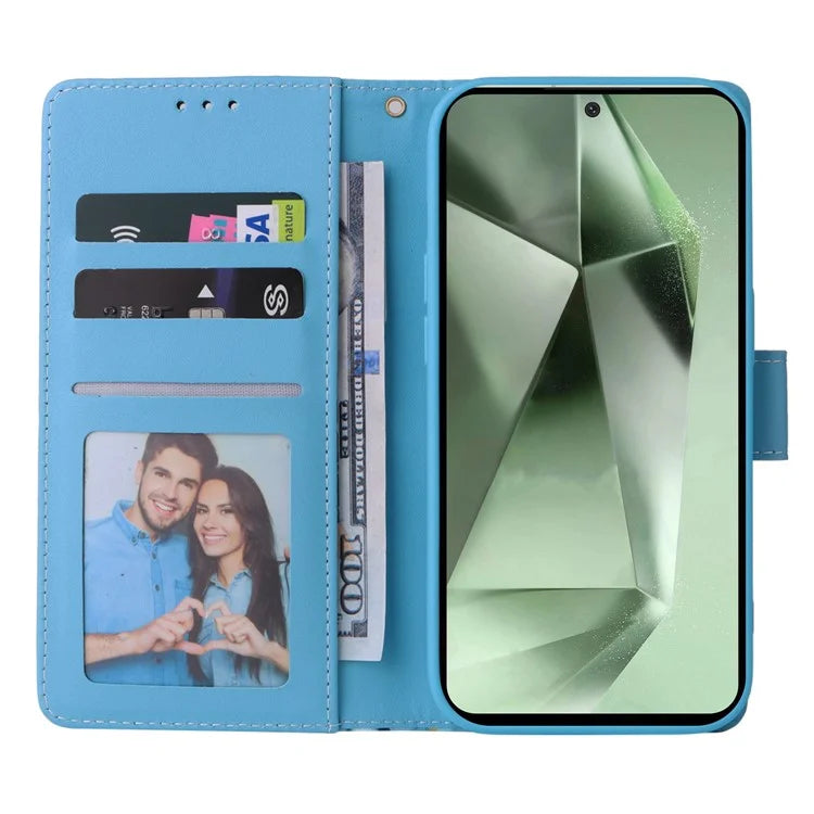 For Samsung Galaxy S24 FE Case Lacquered Marble Pattern Leather Phone Cover