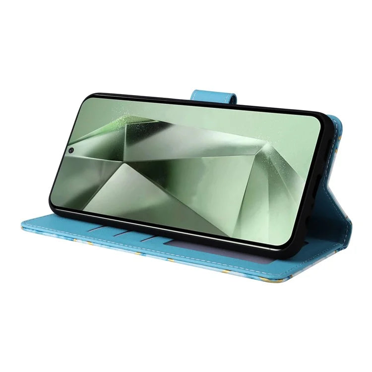 For Samsung Galaxy S24 FE Case Lacquered Marble Pattern Leather Phone Cover