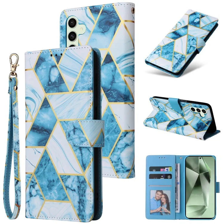 For Samsung Galaxy S24 FE Case Lacquered Marble Pattern Leather Phone Cover