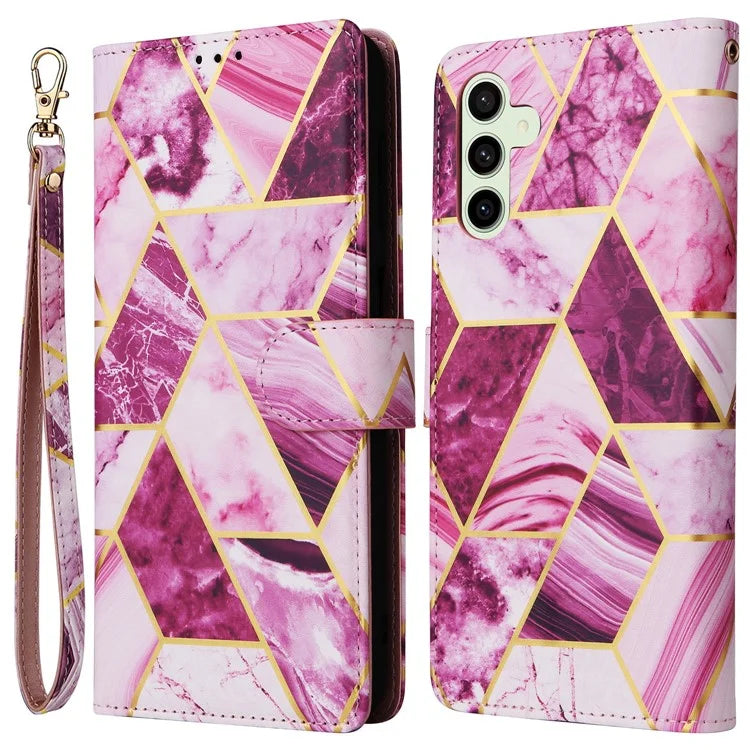 For Samsung Galaxy S24 FE Case Lacquered Marble Pattern Leather Phone Cover