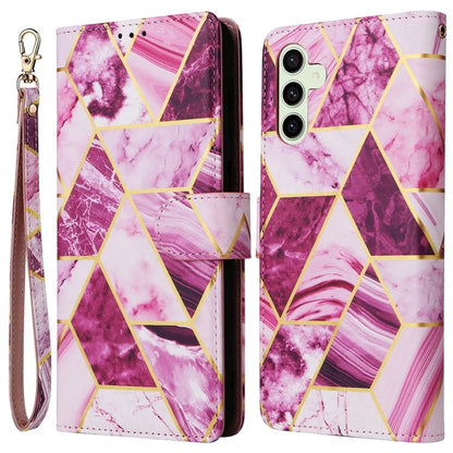 For Samsung Galaxy S24 FE Case Lacquered Marble Pattern Leather Phone Cover