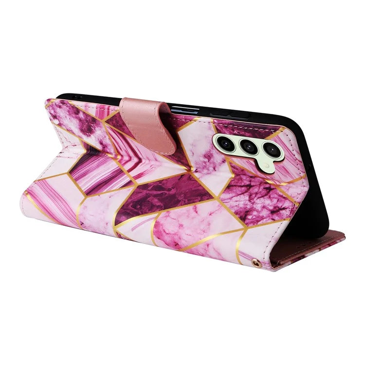 For Samsung Galaxy S24 FE Case Lacquered Marble Pattern Leather Phone Cover
