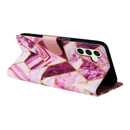For Samsung Galaxy S24 FE Case Lacquered Marble Pattern Leather Phone Cover