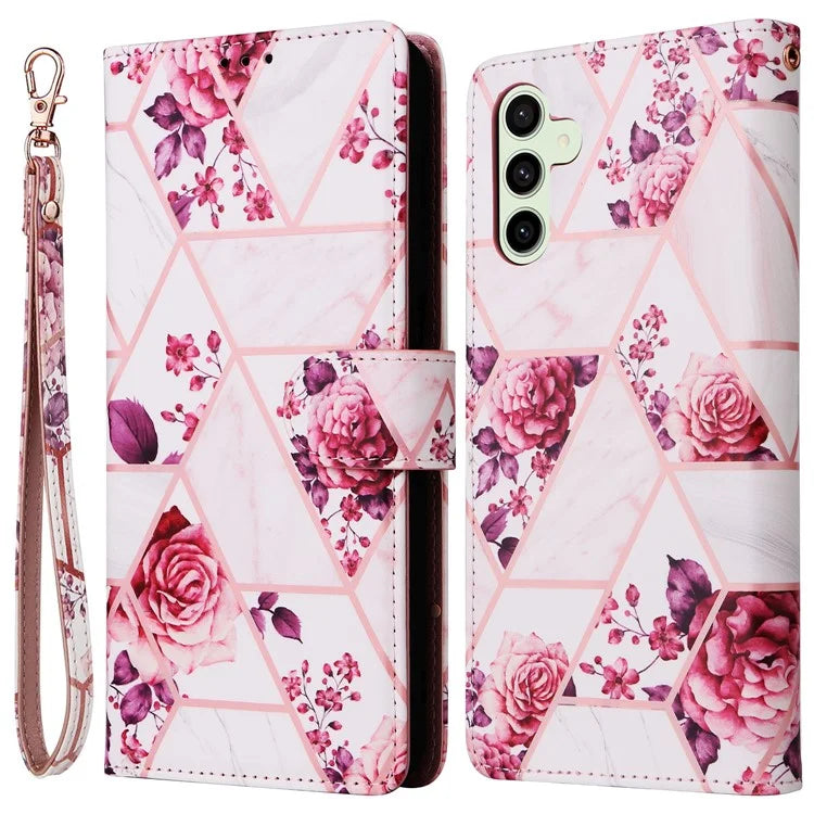 For Samsung Galaxy S24 FE Case Lacquered Marble Pattern Leather Phone Cover