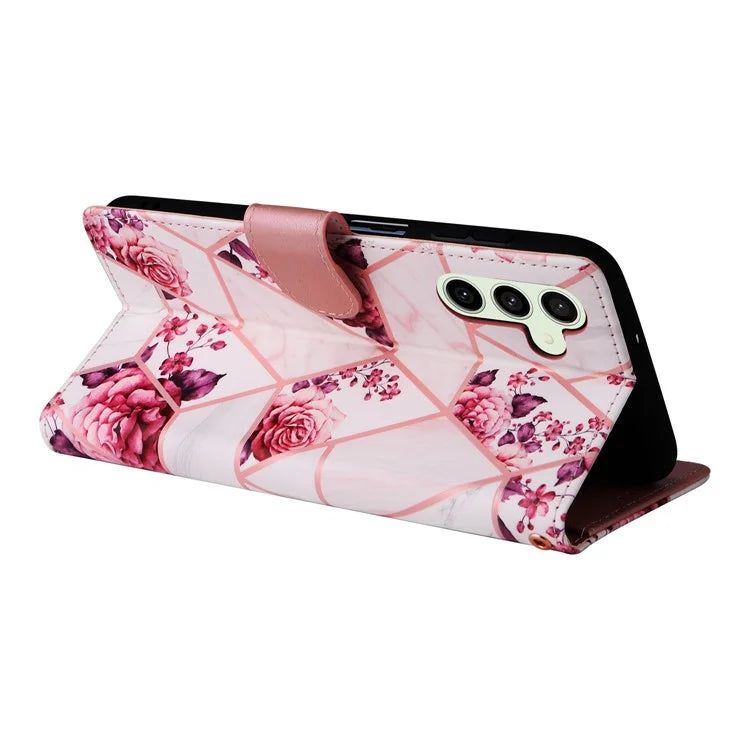 For Samsung Galaxy S24 FE Case Lacquered Marble Pattern Leather Phone Cover