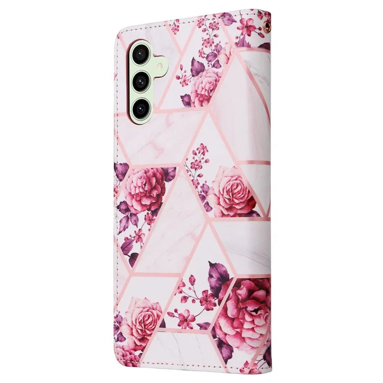 For Samsung Galaxy S24 FE Case Lacquered Marble Pattern Leather Phone Cover