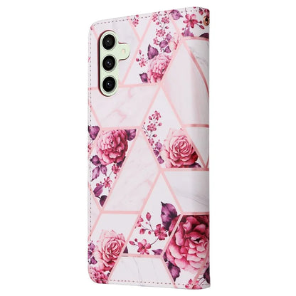 For Samsung Galaxy S24 FE Case Lacquered Marble Pattern Leather Phone Cover