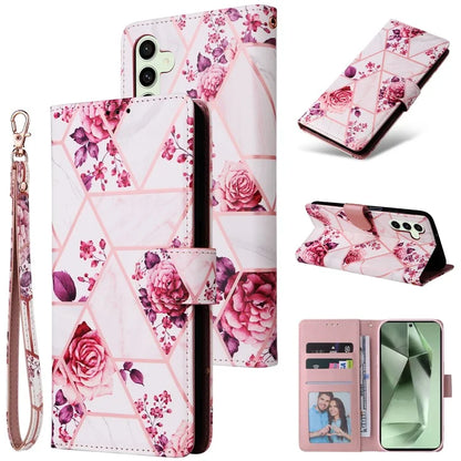 For Samsung Galaxy S24 FE Case Lacquered Marble Pattern Leather Phone Cover