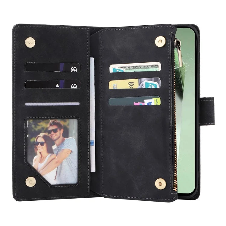 For Samsung Galaxy S24 FE Case Zipper Wallet PU Leather Flip Phone Cover