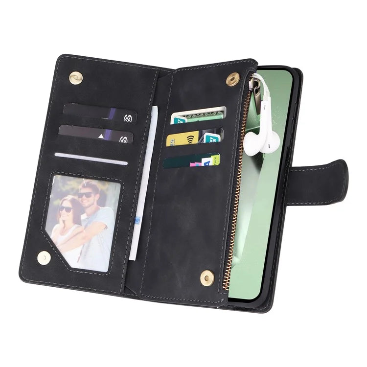 For Samsung Galaxy S24 FE Case Zipper Wallet PU Leather Flip Phone Cover