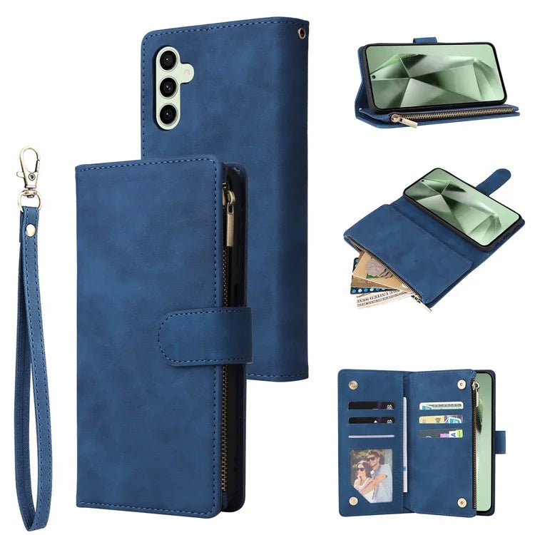 For Samsung Galaxy S24 FE Case Zipper Wallet PU Leather Flip Phone Cover
