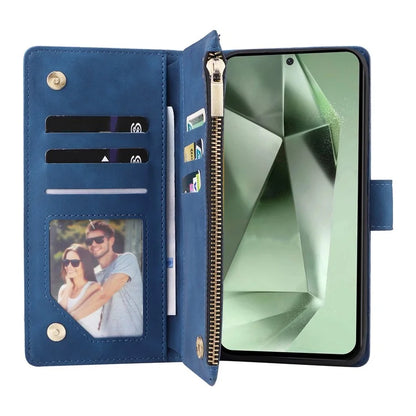 For Samsung Galaxy S24 FE Case Zipper Wallet PU Leather Flip Phone Cover