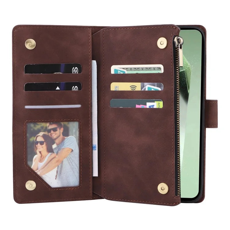 For Samsung Galaxy S24 FE Case Zipper Wallet PU Leather Flip Phone Cover