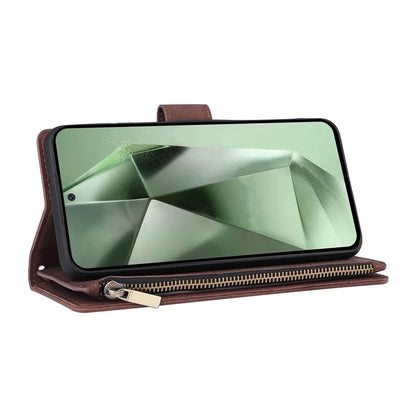 For Samsung Galaxy S24 FE Case Zipper Wallet PU Leather Flip Phone Cover