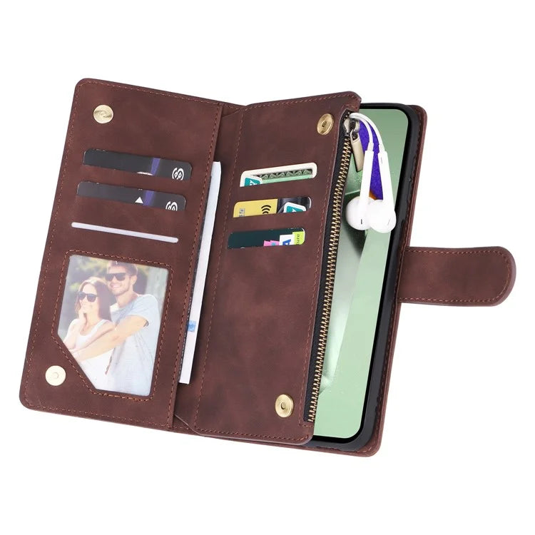 For Samsung Galaxy S24 FE Case Zipper Wallet PU Leather Flip Phone Cover