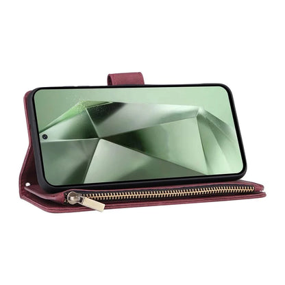 For Samsung Galaxy S24 FE Case Zipper Wallet PU Leather Flip Phone Cover